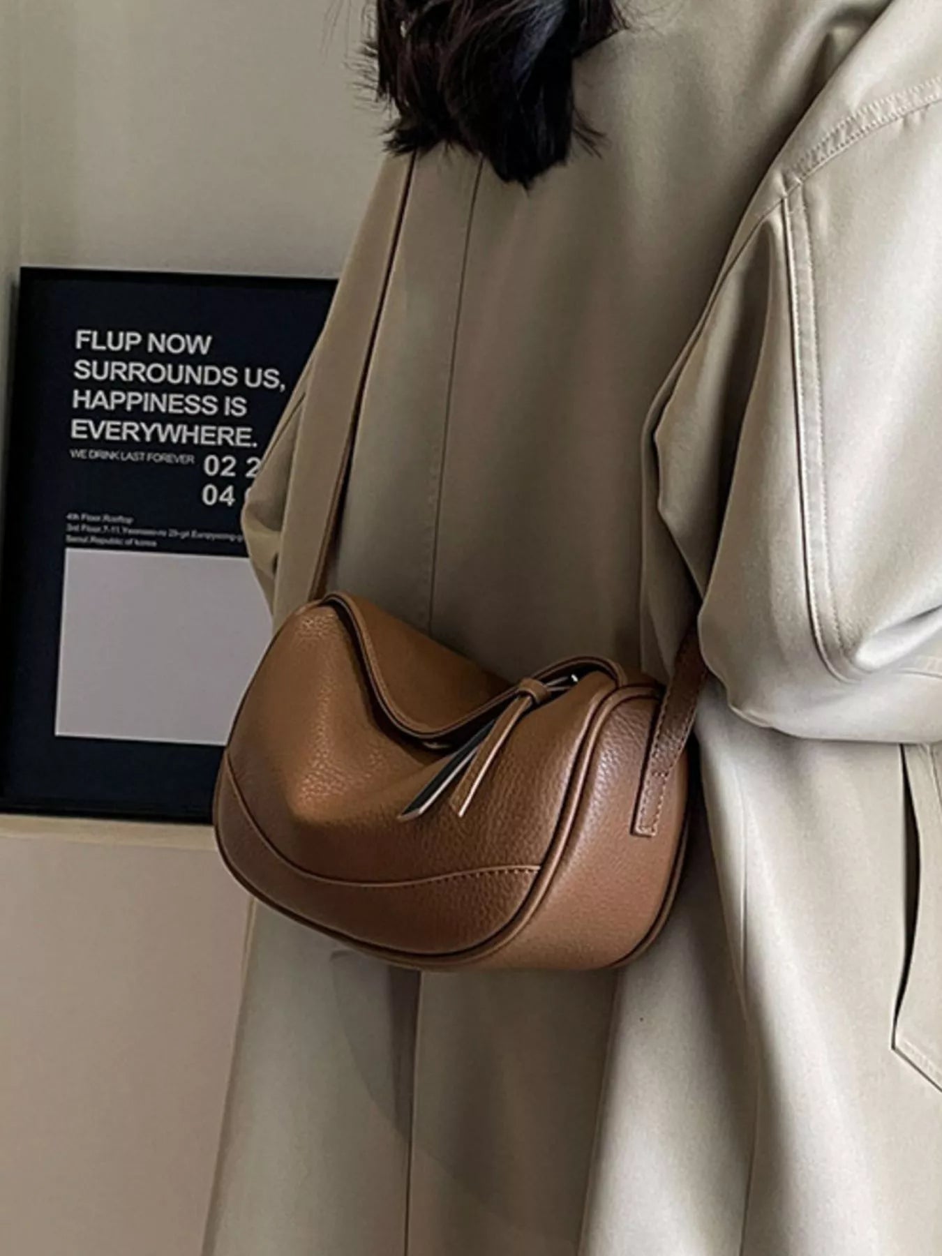 Minimalist Style Leather Crossbody Bag