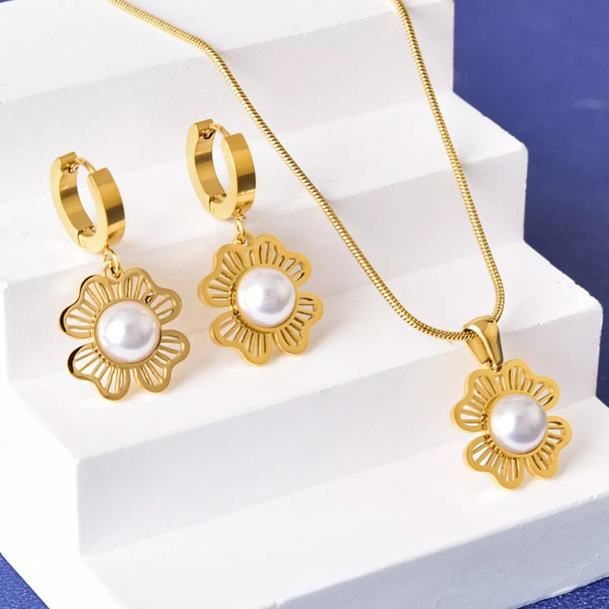 18K Gold-Plated Flower Jewelry Set