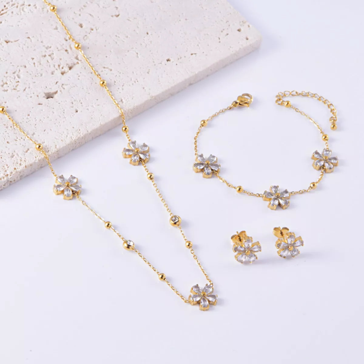 18K Gold-Plated Flower Jewelry Set