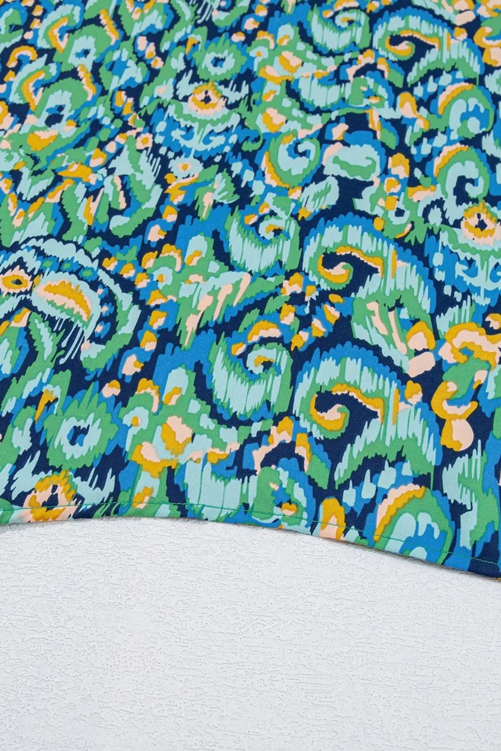 Abstract Print V Neck Half Sleeve Loose Fit Blouse