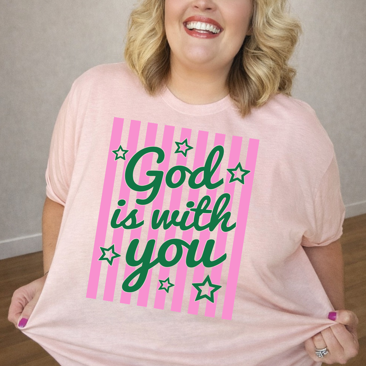 God is With You - Peach Tee