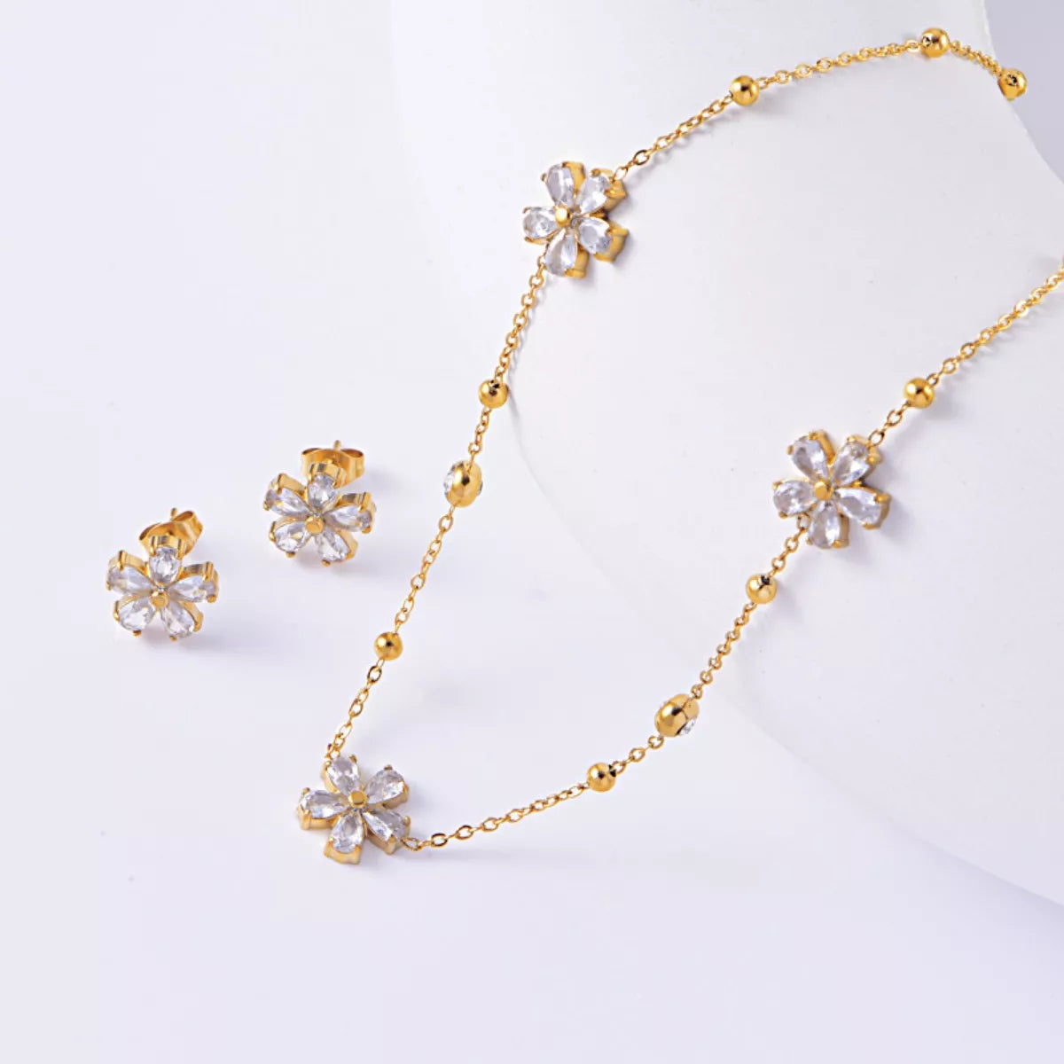 18K Gold-Plated Flower Jewelry Set