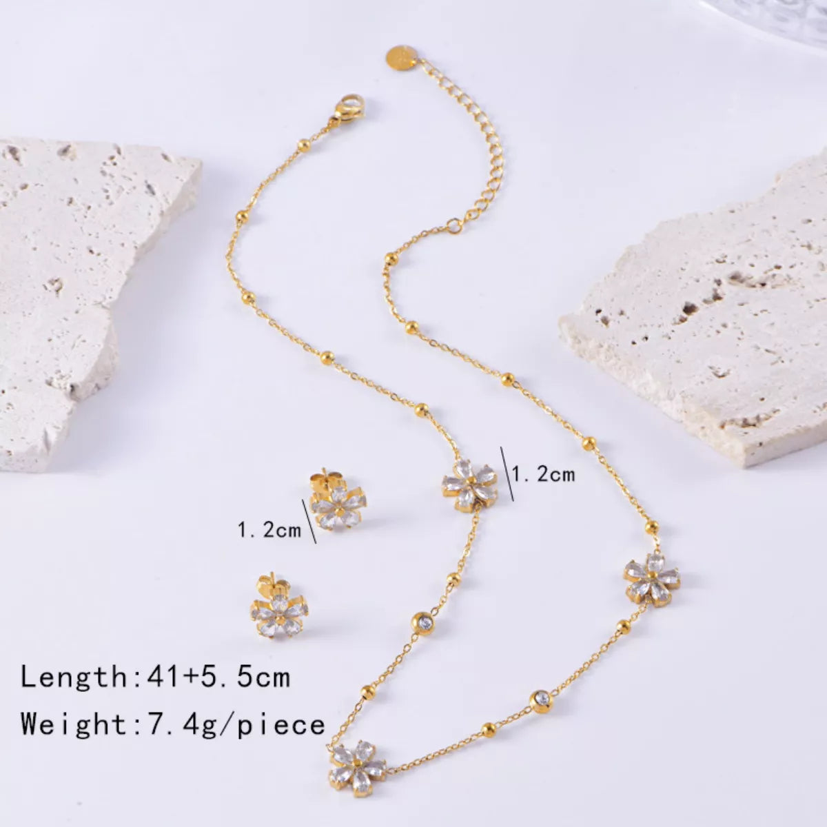 18K Gold-Plated Flower Jewelry Set