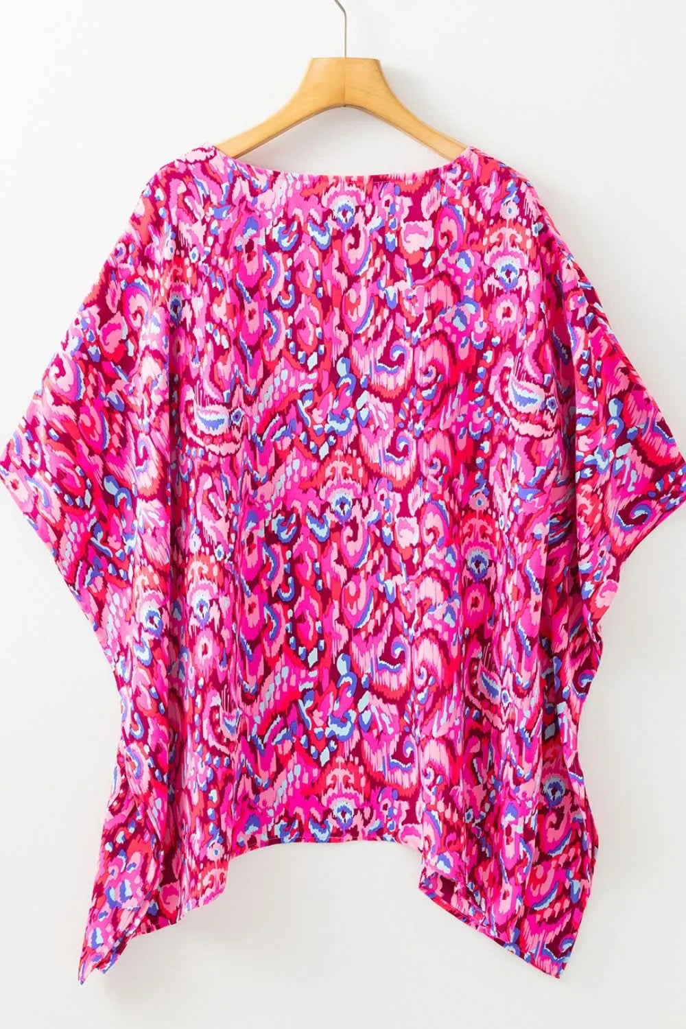 Abstract Print V Neck Half Sleeve Loose Fit Blouse