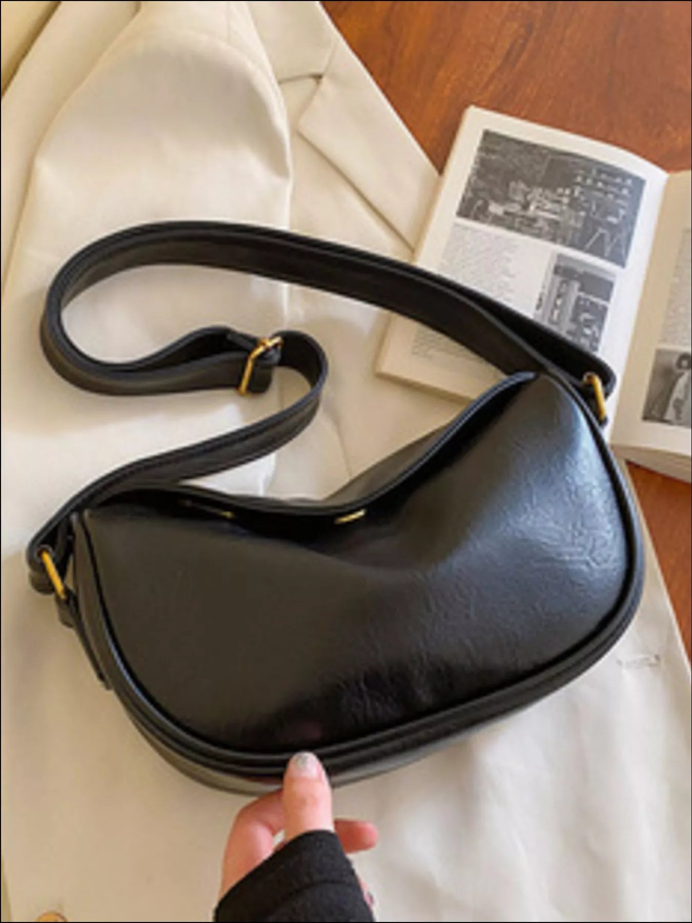 Minimalist Style Leather Crossbody Bag