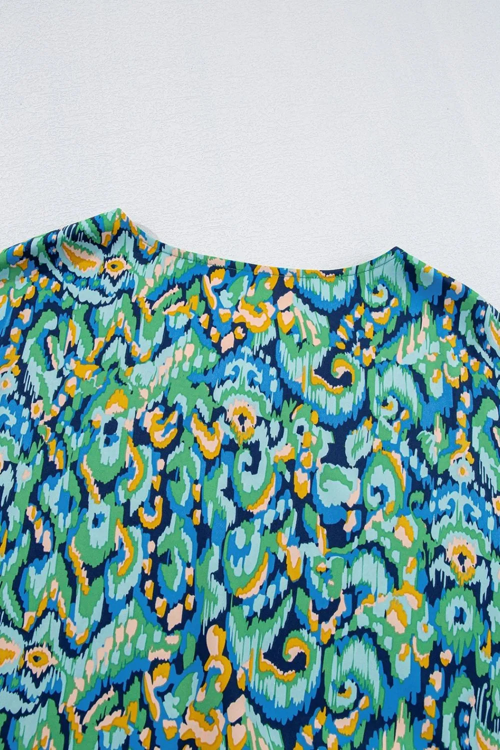 Abstract Print V Neck Half Sleeve Loose Fit Blouse