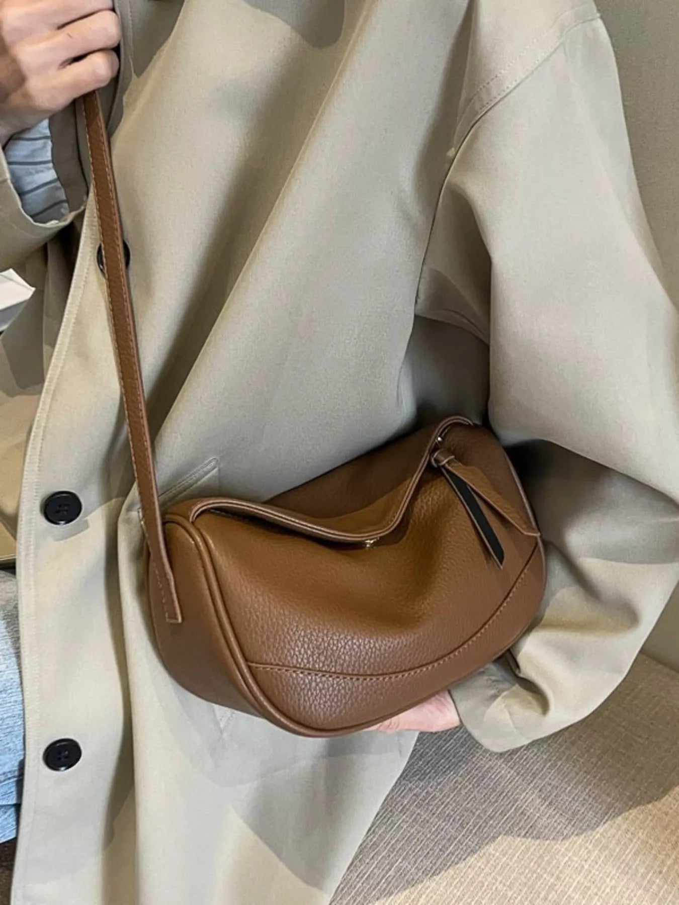 Minimalist Style Leather Crossbody Bag