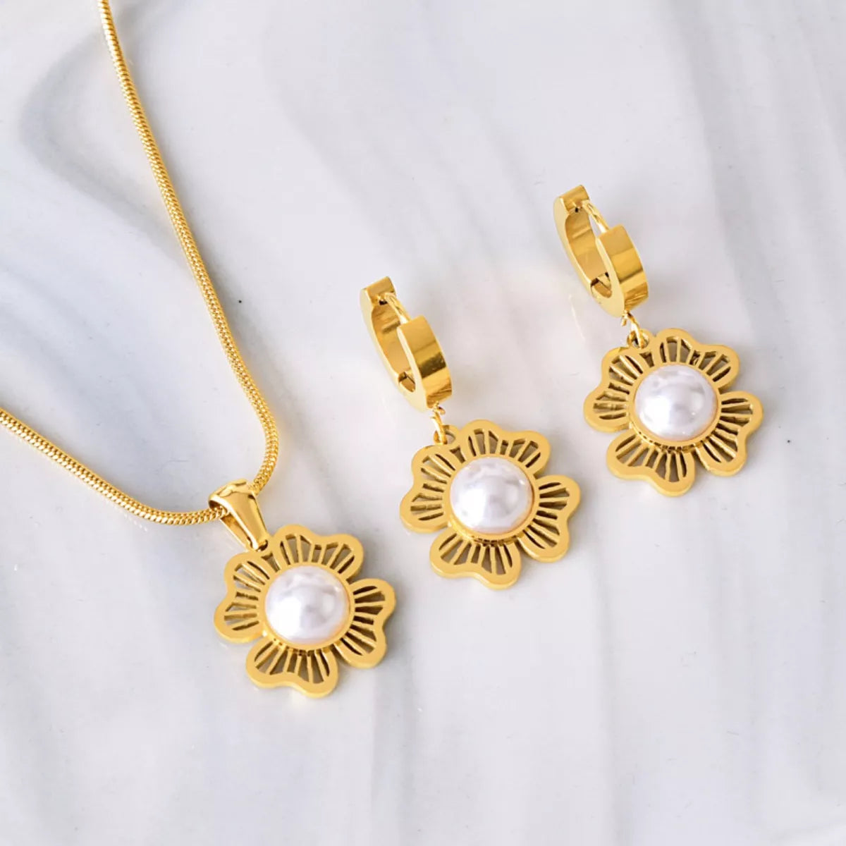 18K Gold-Plated Flower Jewelry Set