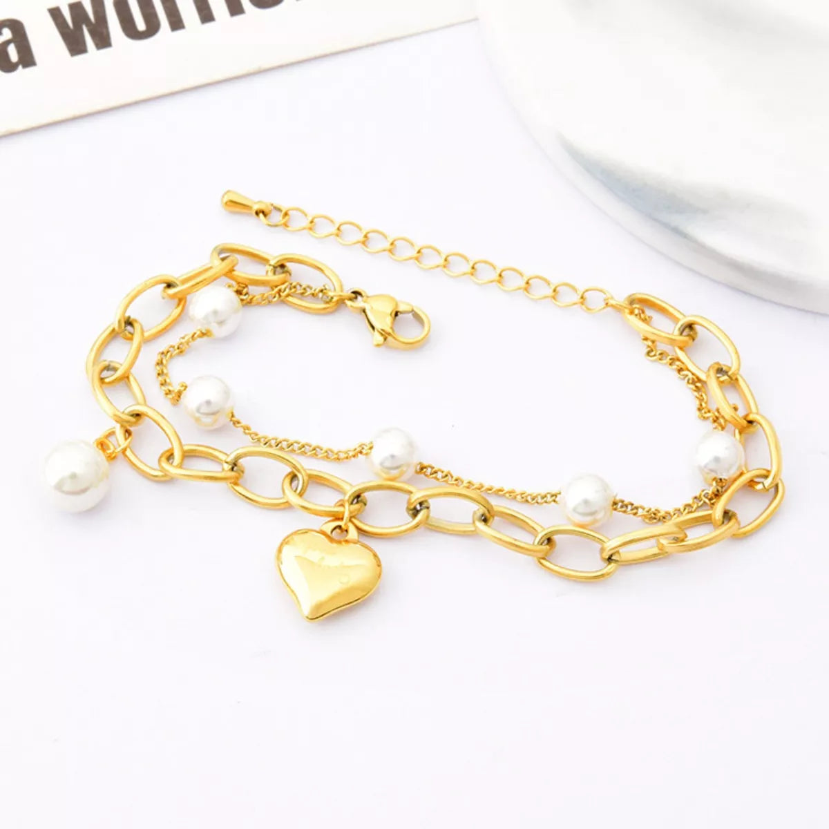 18K Gold-Plated Heart Charm Bracelet