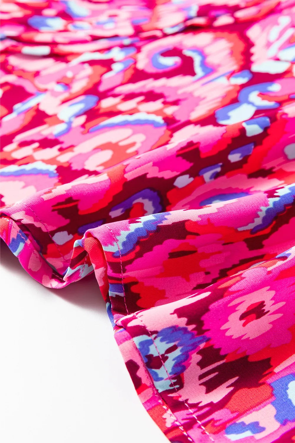 Abstract Print V Neck Half Sleeve Loose Fit Blouse