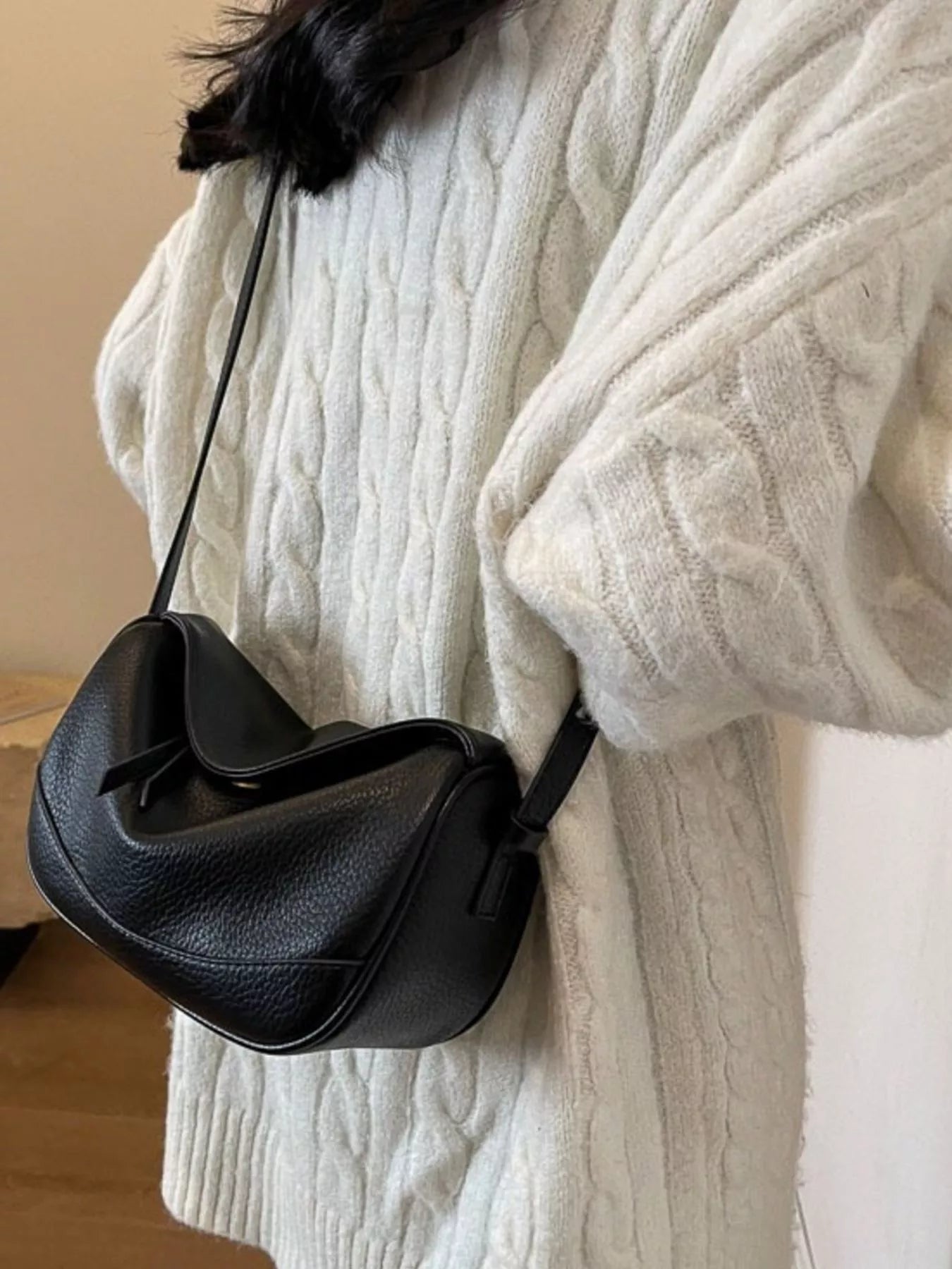 Minimalist Style Leather Crossbody Bag