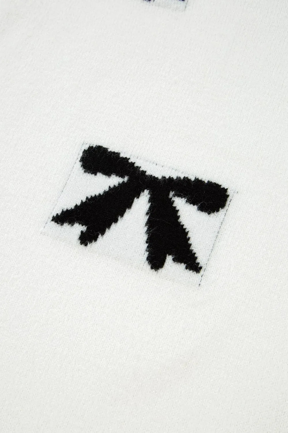 Bow Pattern Knit Short Sleeve Sweater