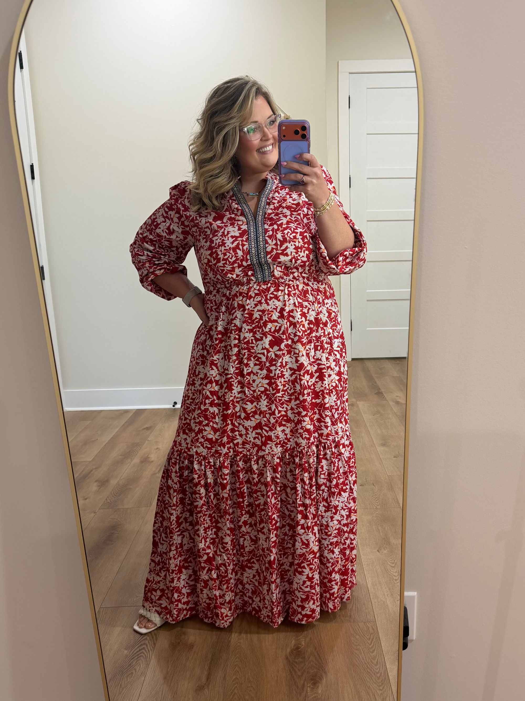 Boho Floral Dress - Red