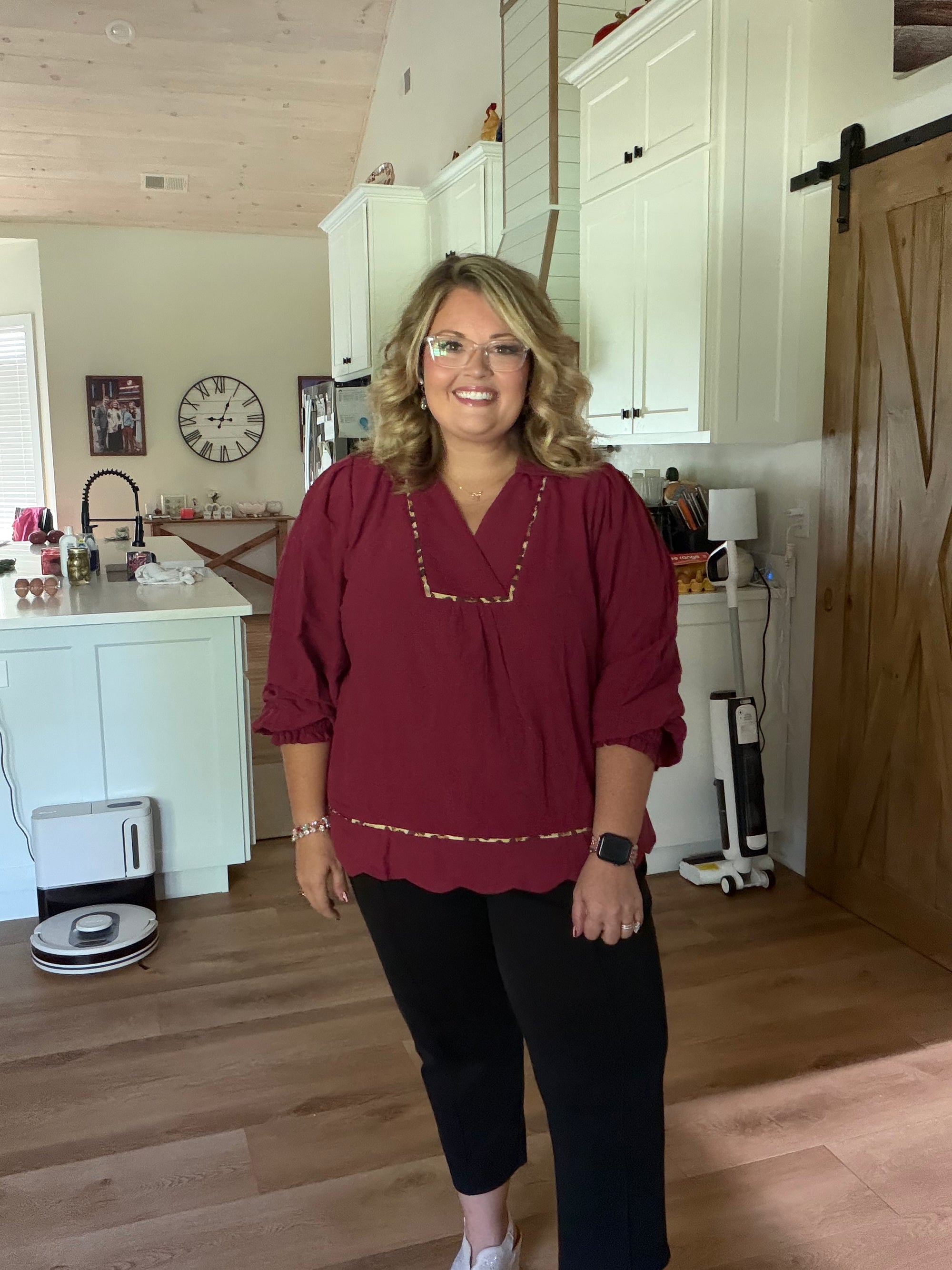 Cheetah Scallop Blouse