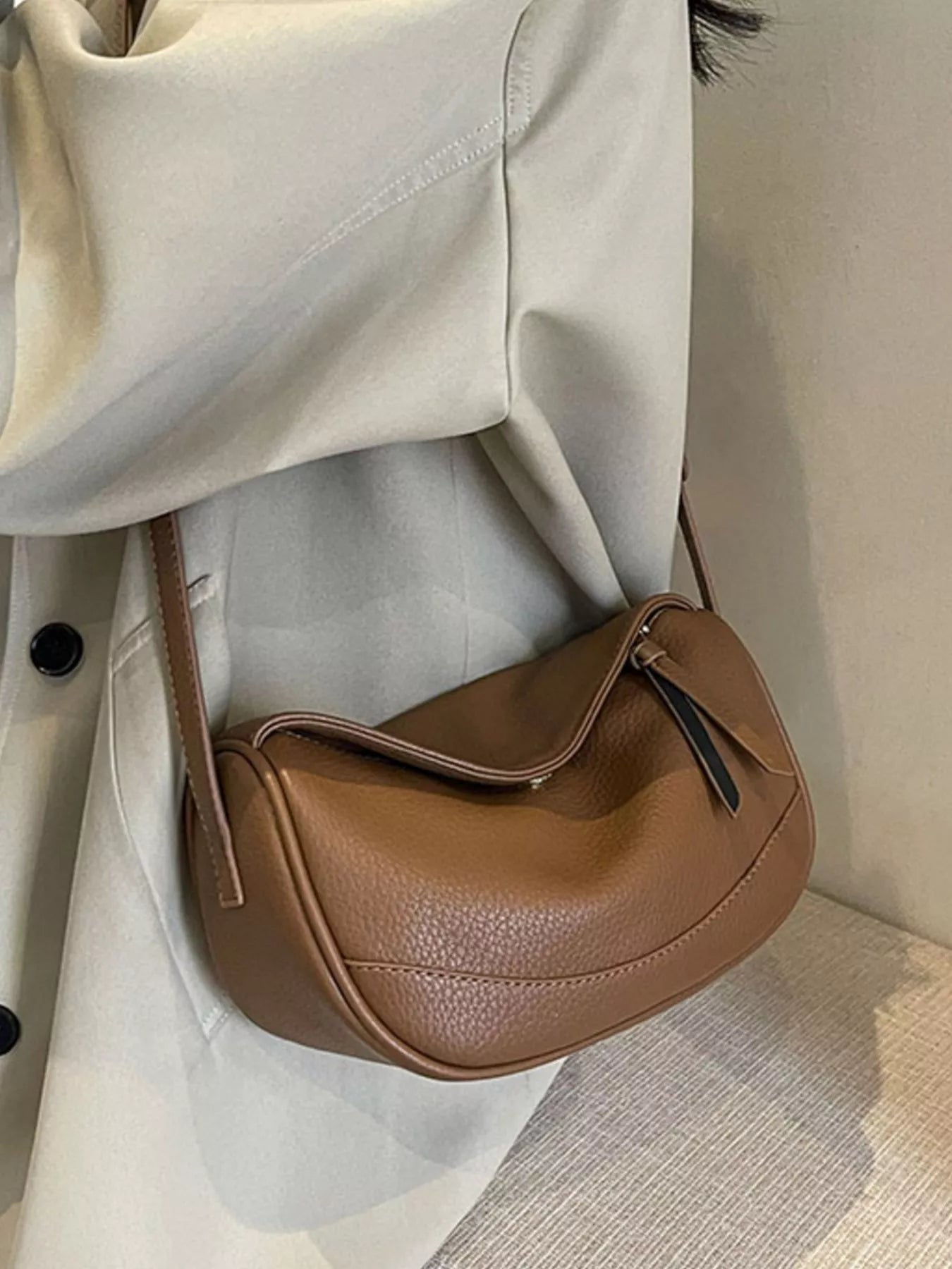 Minimalist Style Leather Crossbody Bag