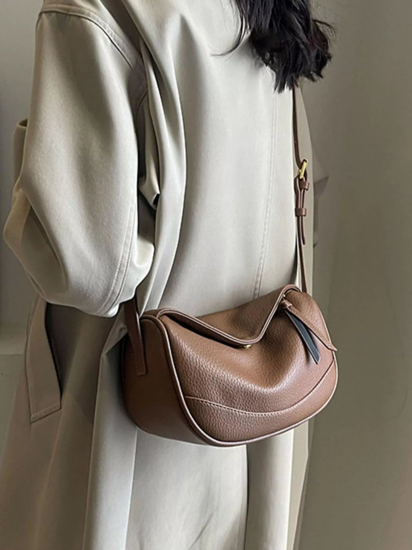 Minimalist Style Leather Crossbody Bag