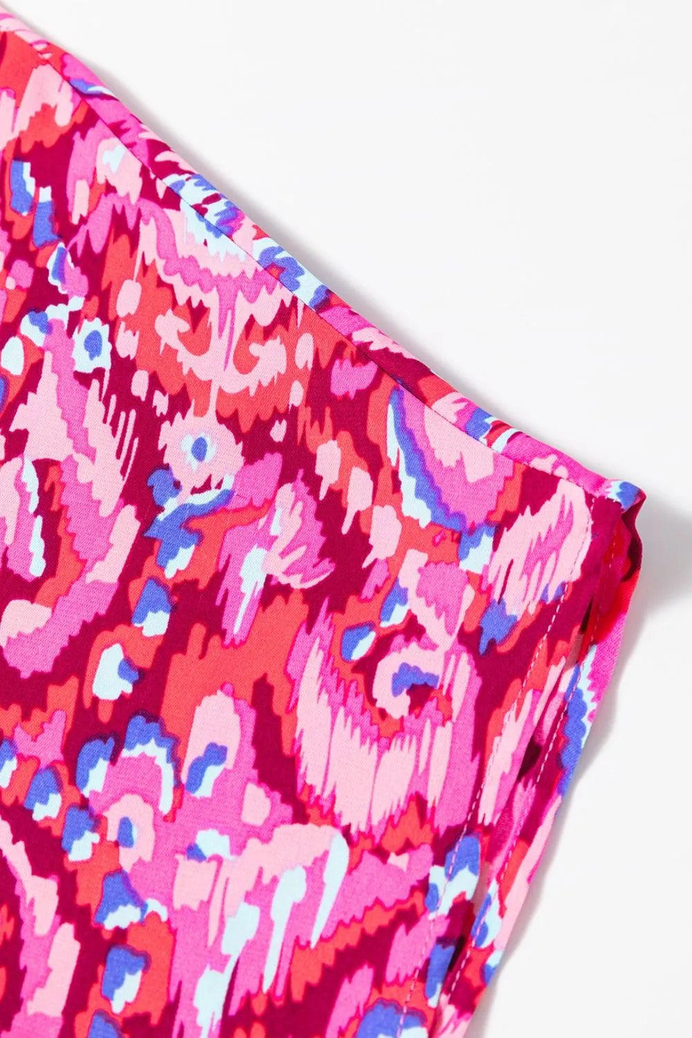 Abstract Print V Neck Half Sleeve Loose Fit Blouse