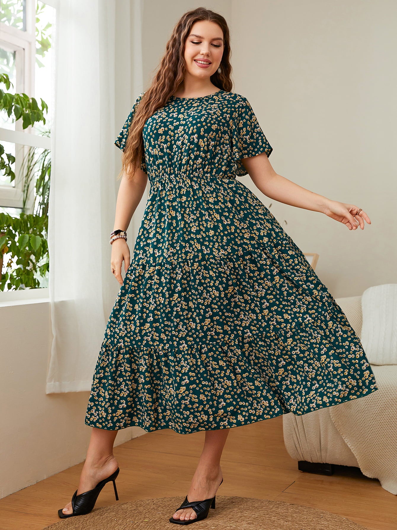 3xl midi dress Covered In Love Blush Smocked Midi Dress (S-3XL) The Sassy Owl Boutique