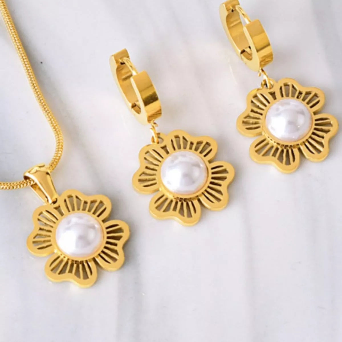 18K Gold-Plated Flower Jewelry Set