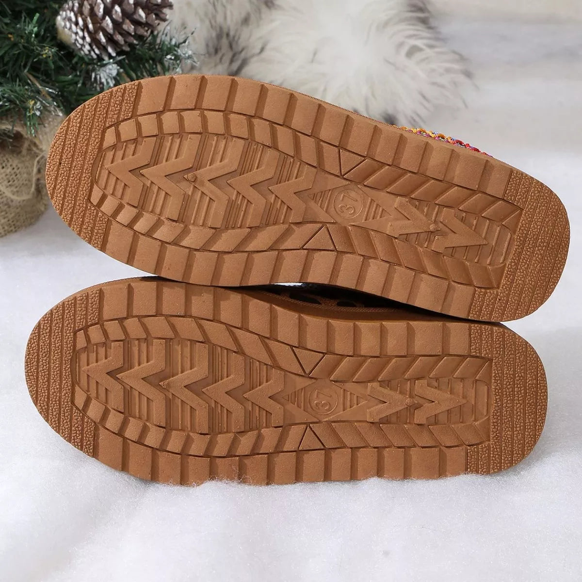 Leopard Print Plush Lined Warm Slip-Ons