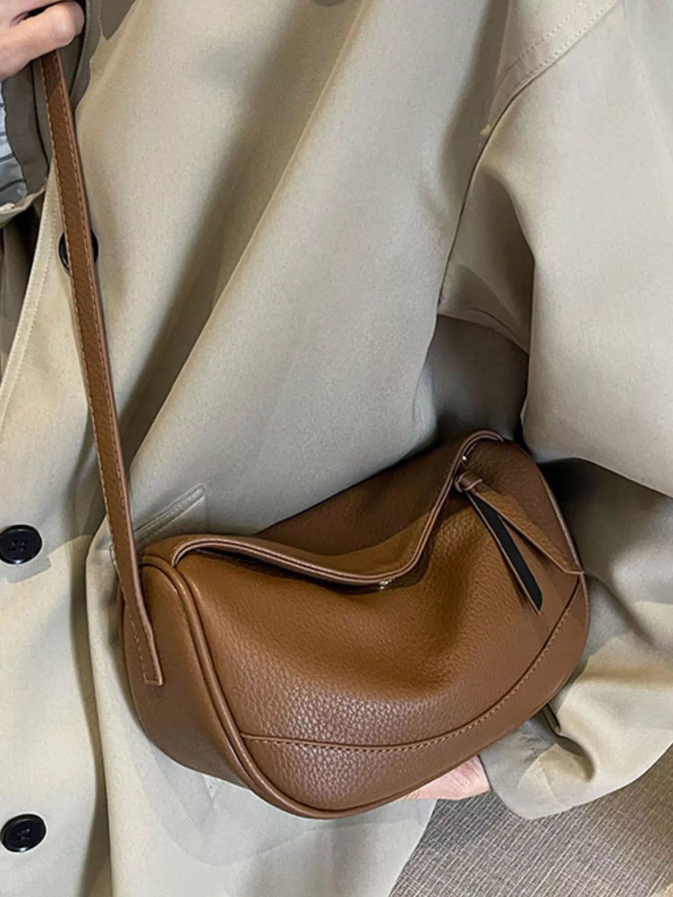 Minimalist Style Leather Crossbody Bag