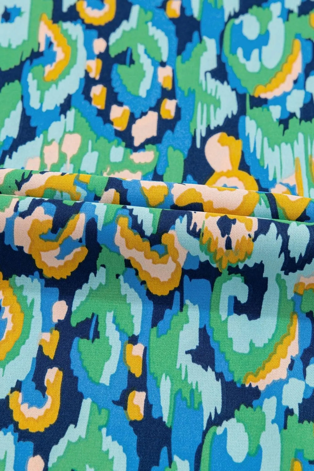 Abstract Print V Neck Half Sleeve Loose Fit Blouse