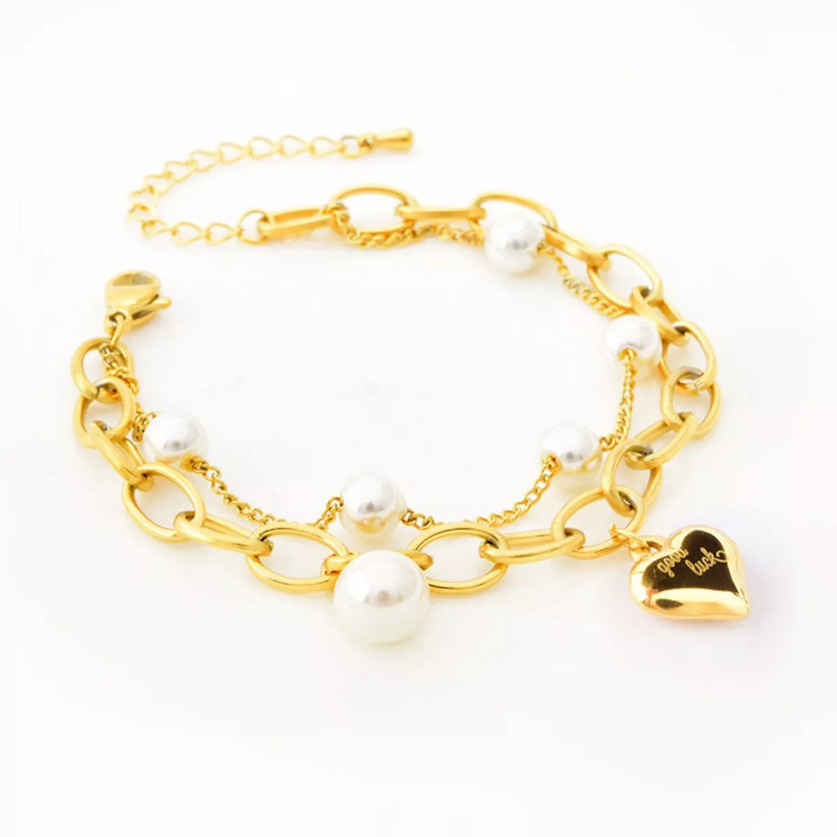 18K Gold-Plated Heart Charm Bracelet